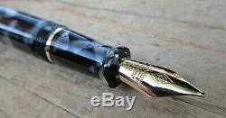 New Conway Stewart Black Lever-fill Dandy LE Ftn Pen Italic Medium 18k Nib