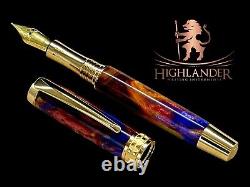 New Gold Fountain Pen, Maui Sunset Unique One Of A Kind Handmade By Highlander