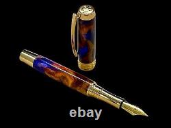 New Gold Fountain Pen, Maui Sunset Unique One Of A Kind Handmade By Highlander