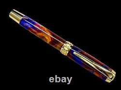 New Gold Fountain Pen, Maui Sunset Unique One Of A Kind Handmade By Highlander