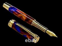 New Gold Fountain Pen, Maui Sunset Unique One Of A Kind Handmade By Highlander