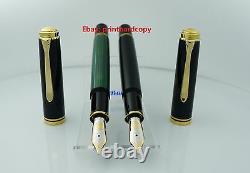 New Logo Black Green Pelikan M1000 Fountain Pen 18k Gold Nib Nice