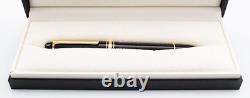 New MONTBLANC MEISTERSTUCK 145 FOUNTAIN PEN BLACK. M Nib in Leather case Gift id