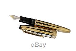 New Montblanc Le Grand Black /gold Stripes Solitaire Fountain Pen F