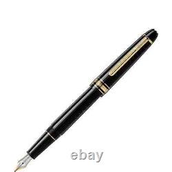 New Montblanc Meisterstuck Authentic 145 Fountain Pen Black Gold 14k Gold M