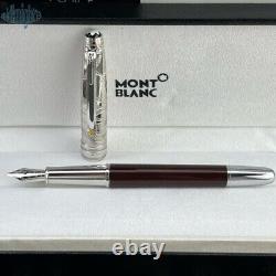 New Montblanc fountain pen luxury wine red pen body silver pen cap signature pen