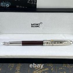 New Montblanc fountain pen luxury wine red pen body silver pen cap signature pen