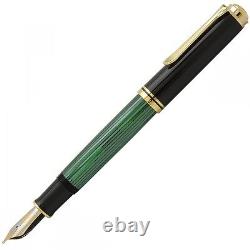 New Pelikan SOUVERAN M1000 Green Stripe Fountain Pen 18K Gold Nib EF, F, M, B, BB