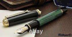 New Pelikan SOUVERAN M1000 Green Stripe Fountain Pen 18K Gold Nib EF, F, M, B, BB