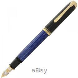 New Pelikan SOUVERAN M800 Blue Black Fountain Pen 18K Gold Nib EF, F, M, B, BB
