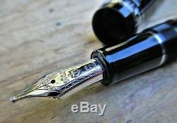 New SAILOR BLACK 21K MS Nib 1911 Large Fountain Pen Chrome Silver Trim