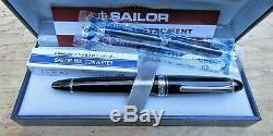 New SAILOR BLACK 21K MS Nib 1911 Large Fountain Pen Chrome Silver Trim