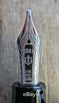 New SAILOR BLACK 21K MS Nib 1911 Large Fountain Pen Chrome Silver Trim