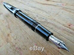 New Sailor SAPPORO Professional Gear Black Silver Trim FINE 14k nib Fountain Pen