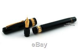 OMAS Black Paragon Fountain Pen with15 Gold Nib Set Ink & Nib Cleaner Included
