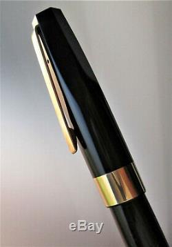 OMAS CS fountain pen-Piston Filler, Black Celluloid w Gold Filled Trim, Flexib F