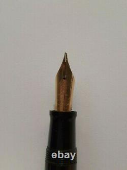 Omas Gentelmen Fountain Pen Gold 14k Nib Black & Gold Plated Made In Italy