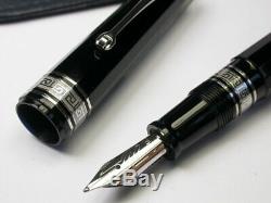 Omas Paragon Arte Italiana Black Silver 18c 750 Gold M Nib Faceted Fountain Pen