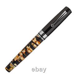 Omas Paragon Black Lucen Fountain Pen with Silver Trim -14kt Medium Nib NEW