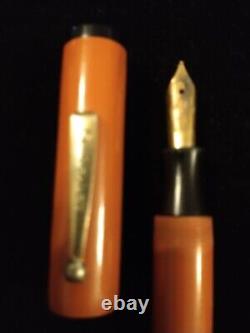 Oversized Rhr Velvet Vintage Fountain Pen Orange And Black With Medium Nib