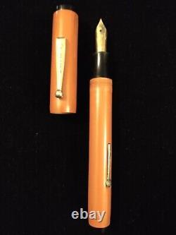 Oversized Rhr Velvet Vintage Fountain Pen Orange And Black With Medium Nib