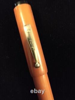 Oversized Rhr Velvet Vintage Fountain Pen Orange And Black With Medium Nib