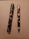 Oversized Sheaffer's Black And Tan Celluloid Vintage Fountain Pen With Pencil