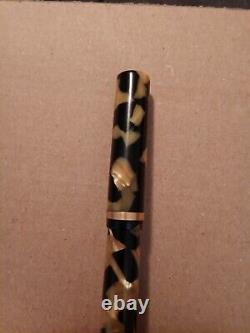 Oversized Sheaffer's Black And Tan Celluloid Vintage Fountain Pen With Pencil