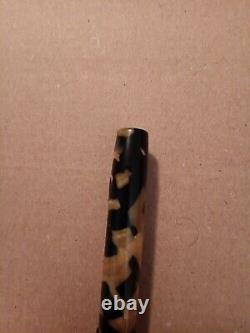 Oversized Sheaffer's Black And Tan Celluloid Vintage Fountain Pen With Pencil