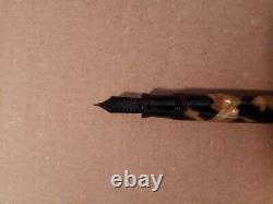 Oversized Sheaffer's Black And Tan Celluloid Vintage Fountain Pen With Pencil