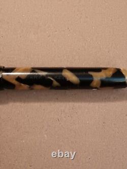 Oversized Sheaffer's Black And Tan Celluloid Vintage Fountain Pen With Pencil