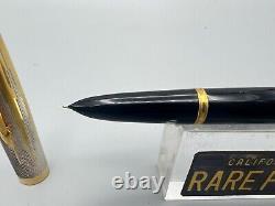 PARKER 51 Fountain pen BLACK Sterling Silver EMPIRE Cap 14K F nib SE Year 2002