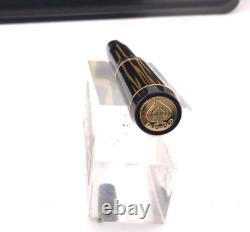 PARKER DUOFOLD DEMI Fountain Pen BLACK Gold Trim 18K Med nib NEW NO BOX