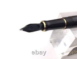 PARKER DUOFOLD DEMI Fountain Pen BLACK Gold Trim 18K Med nib NEW NO BOX