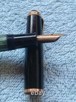 PELIKAN 400NN Black Green Striped Fountain Pen 14 K Gold 585 EF FLEXIBLE nib