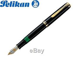PELIKAN Souveran Plunger Fountain Pen M 1000 Black 18K Gold NIB (M)-987396