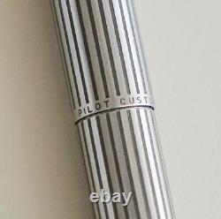 PILOT Custom Fountain Pen Etching Black Stripe 18K-WG White Gold EF Nib JAPAN