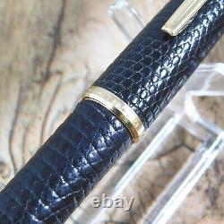 PLATINUM 18K BLACK LEATHER FOUNTAIN PEN VINTAGE Nib F GOLD JAPAN MADE A133