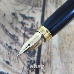 PLATINUM 18K BLACK LEATHER FOUNTAIN PEN VINTAGE Nib F GOLD JAPAN MADE A133