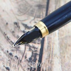 PLATINUM 18K BLACK LEATHER FOUNTAIN PEN VINTAGE Nib F GOLD JAPAN MADE A133