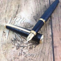 PLATINUM 18K BLACK LEATHER FOUNTAIN PEN VINTAGE Nib F GOLD JAPAN MADE A133