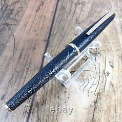 PLATINUM 18K BLACK LEATHER FOUNTAIN PEN VINTAGE Nib F GOLD JAPAN MADE A205