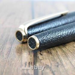 PLATINUM 18K BLACK LEATHER FOUNTAIN PEN VINTAGE Nib F GOLD JAPAN MADE A205