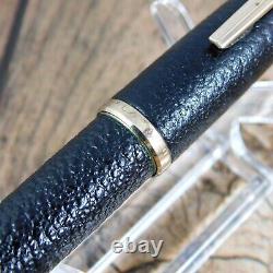 PLATINUM 18K BLACK LEATHER FOUNTAIN PEN VINTAGE Nib F GOLD JAPAN MADE A205