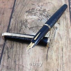 PLATINUM 18K BLACK LEATHER FOUNTAIN PEN VINTAGE Nib F GOLD JAPAN MADE A205