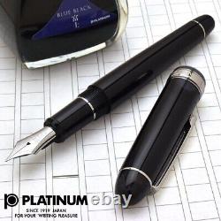 PLATINUM Fountain Pen#3776 Century Rhodium Finish #7-1 Black Diamond NibSize EF