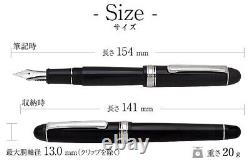 PLATINUM Fountain Pen#3776 Century Rhodium Finish #7-1 Black Diamond NibSize EF