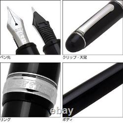 PLATINUM Fountain Pen#3776 Century Rhodium Finish #7-1 Black Diamond NibSize EF