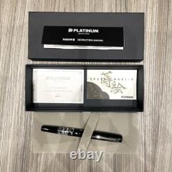 PLATINUM Fountain Pen Urushi Makie Black Wave & Bird Motif with Box
