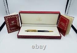 Panthere De Cartier France Gold Plated Trinity 18k Nib Black Fountain Pen Pen